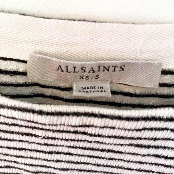 ALLSAINTS Adelise Long Sleeve Striped T-Shirt Oversized Top, Size XS/S - Picture 4 of 5